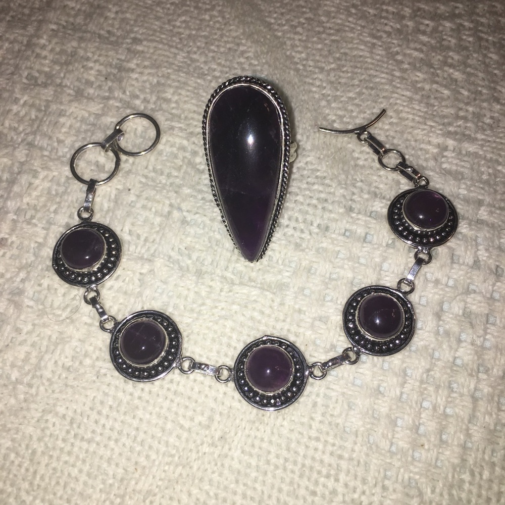 Mystic Deep Amethyst STERLING Ring/Bracelet SET🆕